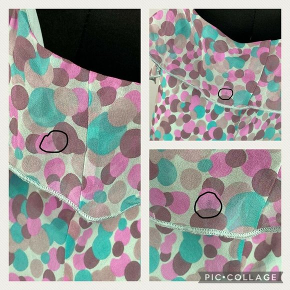 Monsoon USA 14 Polka Dot Abstract Ruffle Accent Tank Top Lined NWD - Picture 10 of 12
